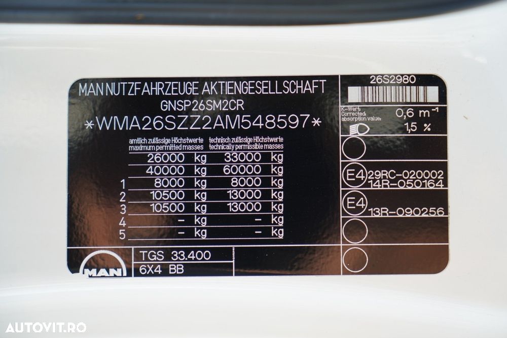 MAN TGS 33.400 / 6X4 / BASCULĂ CU 2 LATE / BASCULĂ CU HIDRODOXIE / BORDMATIC / MEILLER KIPPER / EURO 5 - 39
