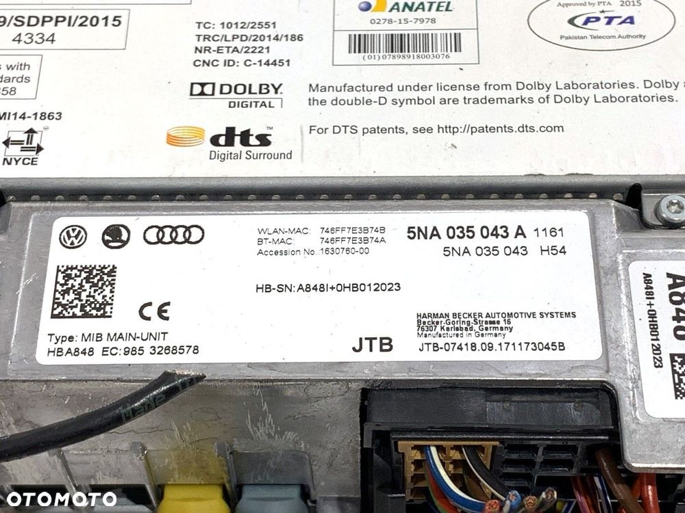 CZYTNIK NAWIGACJI  VW TOURAN (5T1) 2015 - 2022 1.8 TSI 132 kW [180 KM] benzyna 2015 - 2022 - 4