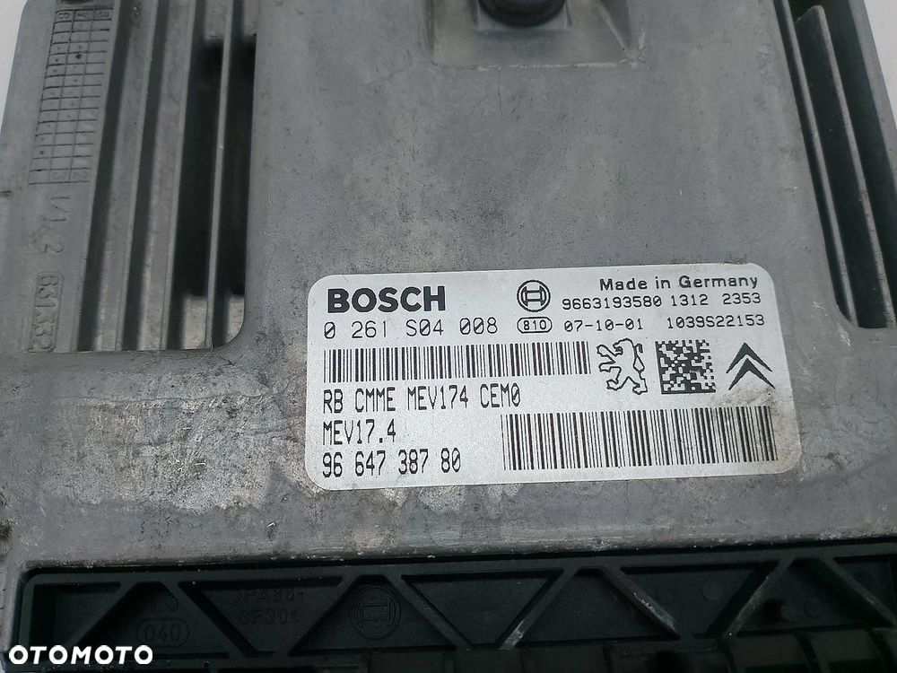KOMPUTER, STEROWNIK PEUGEOT 207 9664738780  9663193580 1.4 VTI - 4