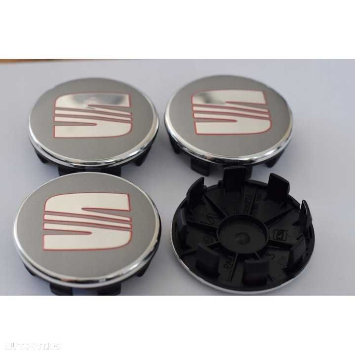 Capace Roti Sigle Embleme Jante Seat Rosu/Negru, 63mm INT cu 57mm EXT - 1