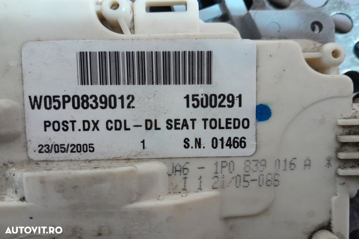 Broasca usa spate dreapta 1P0839016A Seat Toledo 3 - 5P [2004 - 2010] - 2