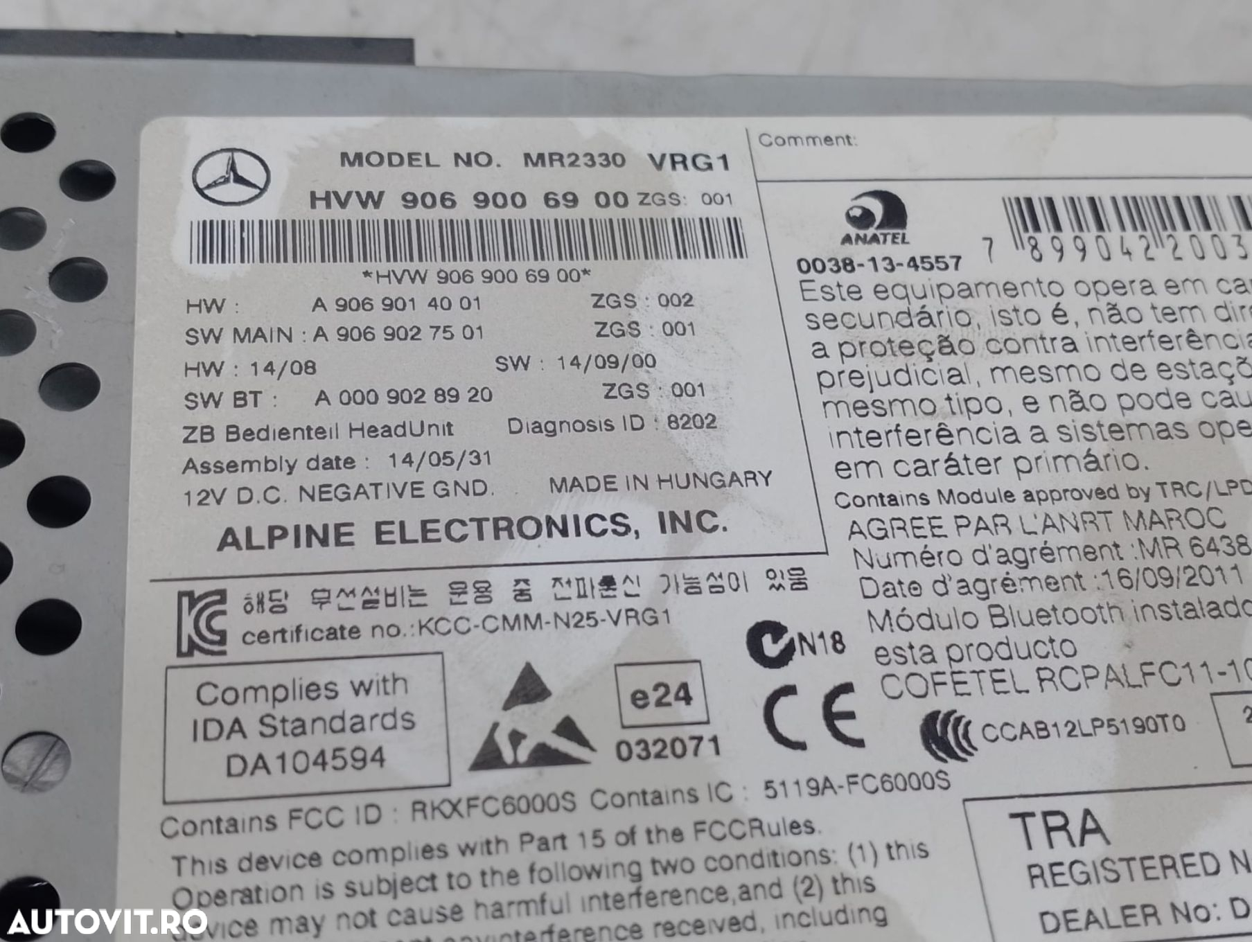 Radio cd player 9069006900 Mercedes-Benz Sprinter 2 906 [facelift] [2 - 4