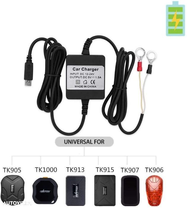 Incarcator auto Gps tracker TK905 TK915 TK909 TK109 LK109/ 12-24v - 2