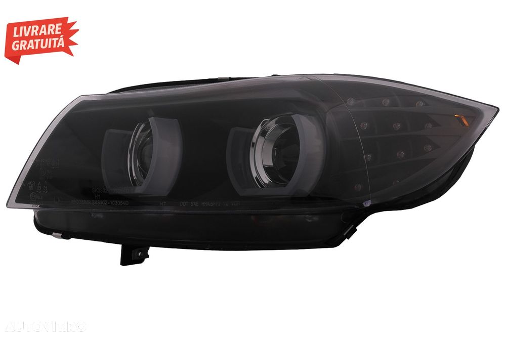 Faruri Xenon 3D Angel Eyes LED DRL BMW Seria 3 E90 E91 (2008-2011) Negru- livrare gratuita - 11
