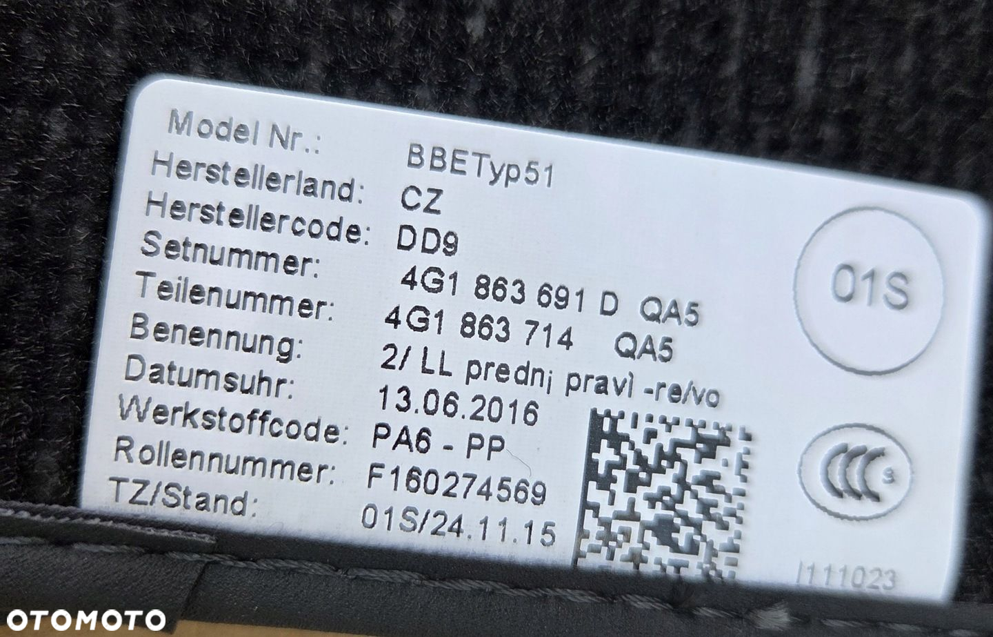 AUDI OE A7 S7 RS7 A6 S6 RS6 C7 DYWANIKI WELUROWE PRZÓD TYŁ KOMPLET - 8