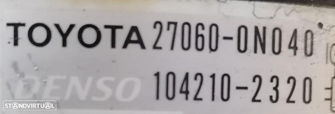 Alternador Toyota IQ 1.0 de 2010 referência 27060-0N040. - 2
