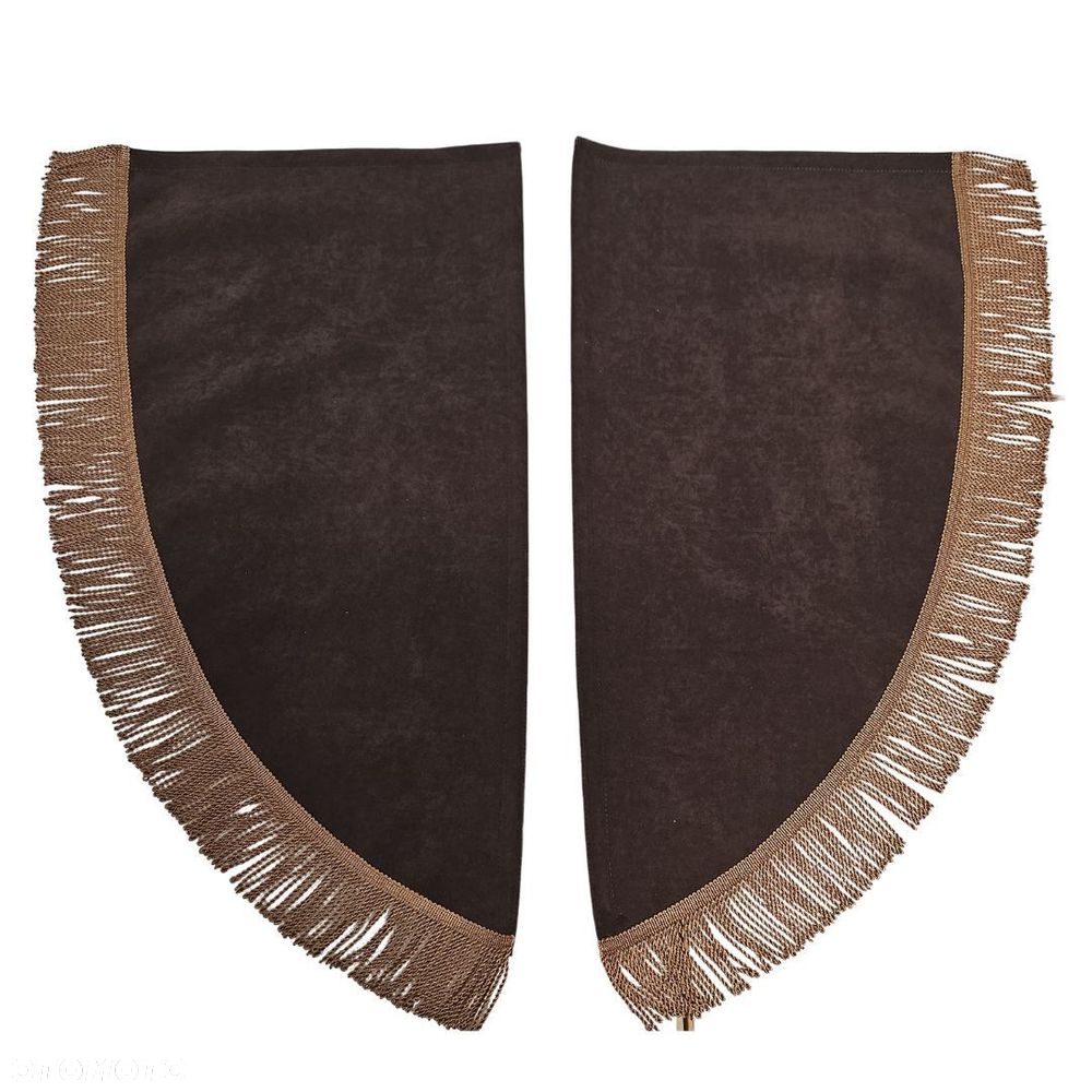 ZASŁONY BOCZNE SKOSY TIR BUS -materiał : WELUR -Brąz + Frędzle Brązowe - 1