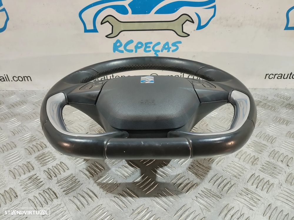VOLANTE GUIADOR FLAT COMPLETO ORIGINAL CITROEN DS5 DS 5 98002842ZD COMANDOS MULTIFUNÇÕES PELE AIRBAG - 2