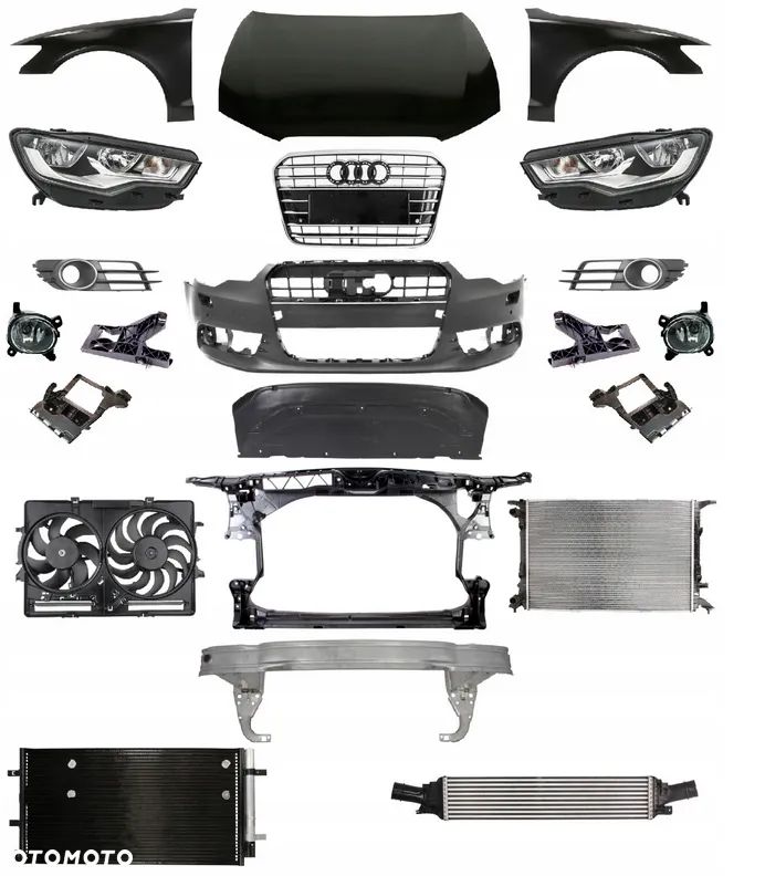 AUDI A6 C7 - KOMPLETNY PRZÓD: MASKA, BŁOTNIKI, ZDERZAK, PAS PRZEDNI, CHŁODNICE - NOWE !! - 1