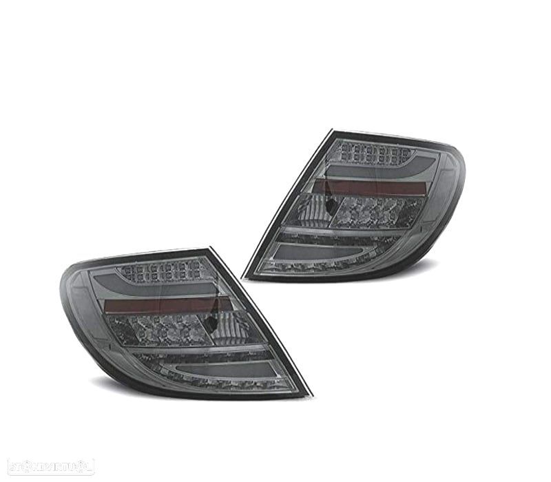 FAROLINS TRASEIROS PARA MERCEDES CLASSE C W204 SEDAN 07-11 LED BAR CINZA FUMADO - 1
