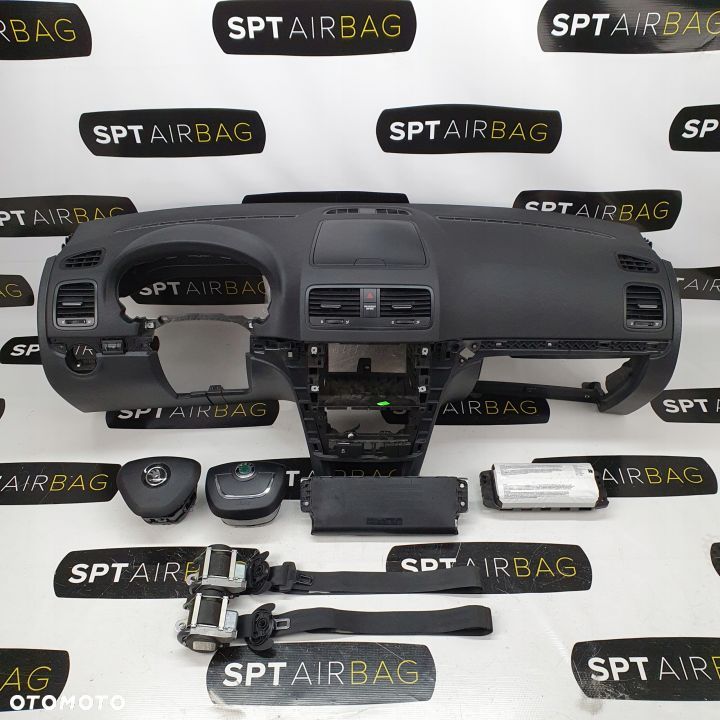 SKODA YETI DESKA ROZDZIELCZA KONSOLA KOKPIT PULPIT PODUSZKI AIRBAG AIR BAG PASY KIT SET - 1