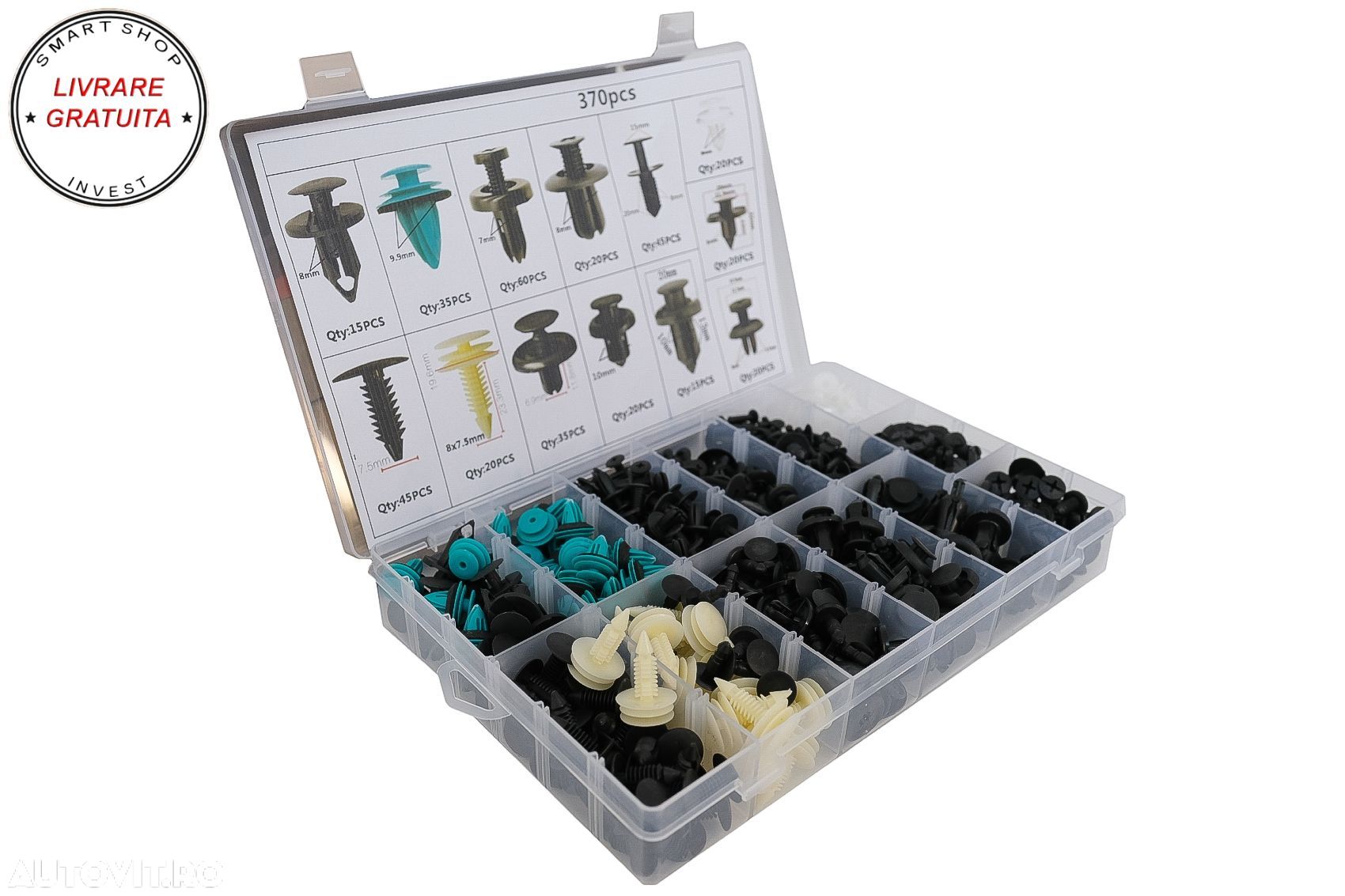 Set 370 Piese Cleme de Fixare Protectie Clipsuri Auto- livrare gratuita - 1