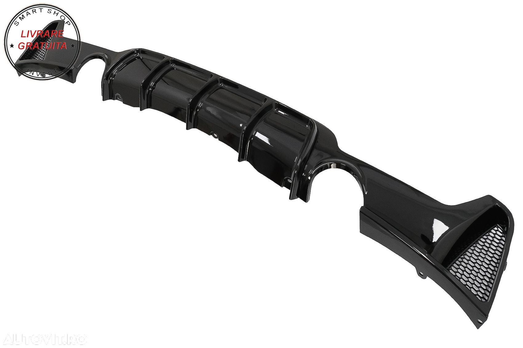 Difuzor Bara Spate Cu Evacuare Dubla BMW Seria 4 F32 F33 F36 (2013-2019) Negru Luc- livrare gratuita - 4