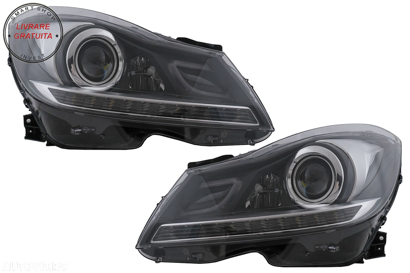 Faruri LED DRL Mercedes C-Class W204 S204 Facelift (2011-2014) Negru Semnal Dinami- livrare gratuita - 20