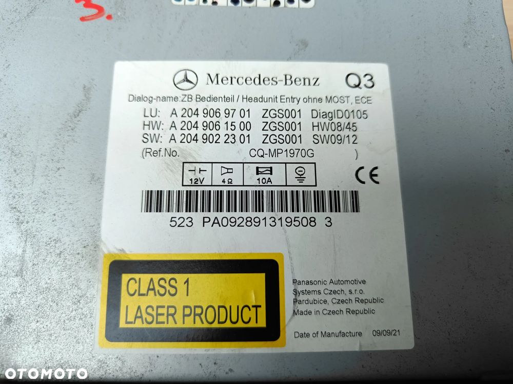 MERCEDES W204 RADIO CD A2049069701 - 3