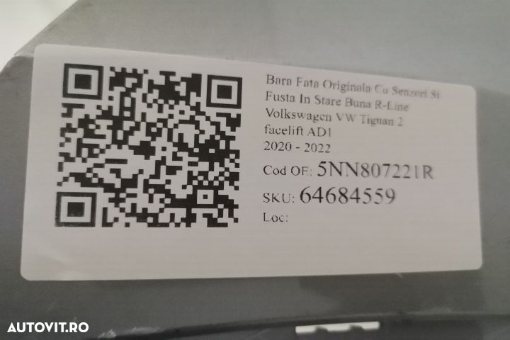 Bara Fata Originala Cu Senzori Si Fusta In Stare Buna R-Line Volkswage - 8