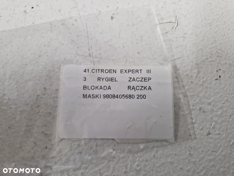 EXPERT JUMPY 3 III RYGIEL ZACZEP BLOKADA RĄCZKA MASKI POKRYWY SILNIKA 9808405680 - 7