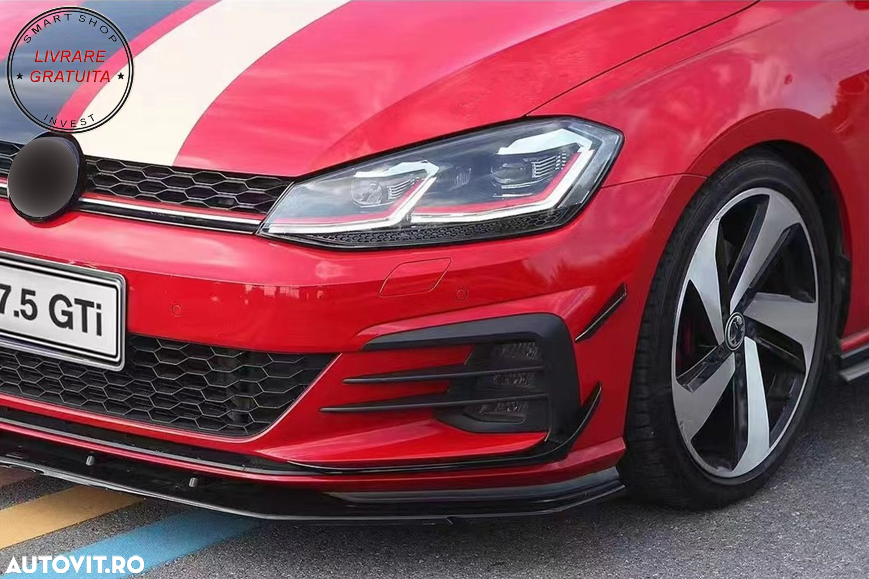 Ornamente bara fata flapsuri VW Golf 7.5 GTI 5G Hatchback (2017-2020) Carbon Look- livrare gratuita - 12