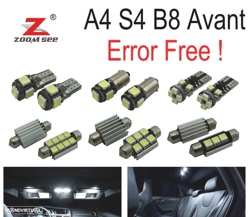 KIT COMPLETO DE 20 LÂMPADAS LED INTERIOR PARA AUDI A4 S4 B8 QUATTRO AVANT - 1