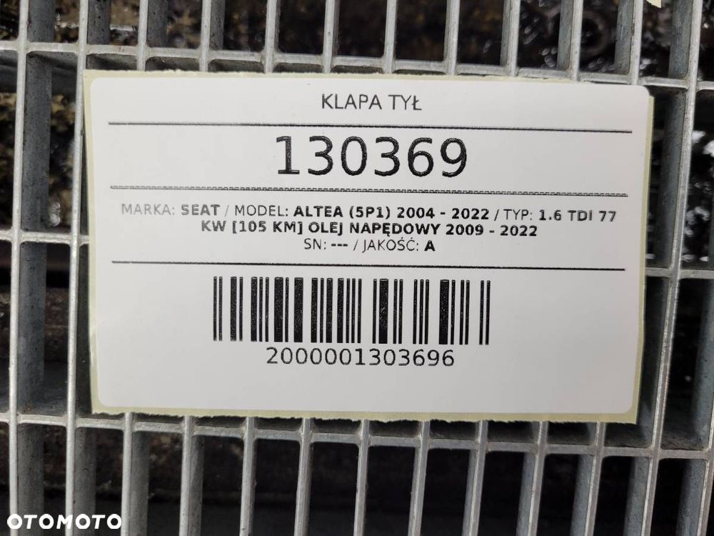 KLAPA TYŁ TYLNA BAGAŻNIKA SEAT ALTEA 5P1 KOMPLETNA LZ9Y - 20