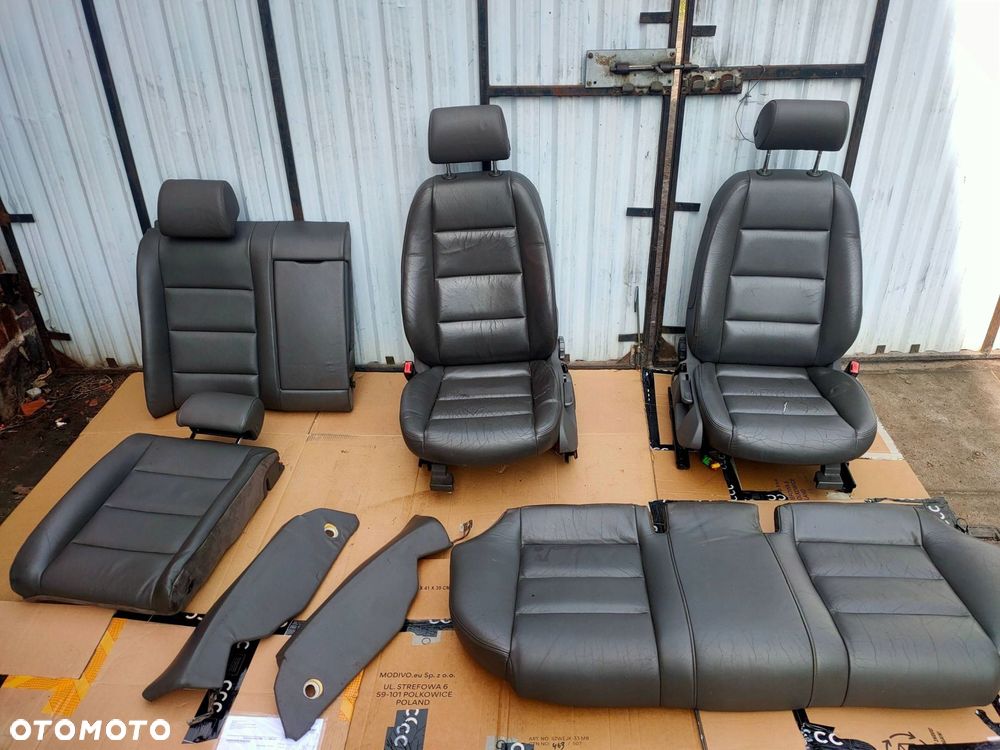 komplet foteli boczków audi a4 b6 skóra szare - 16