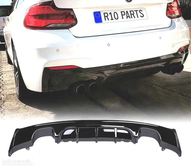 DIFUSOR BMW F22 F23 LOOK M PERFORMANCE PRETO BRILHANTE SAÍDA DUPLA - 1