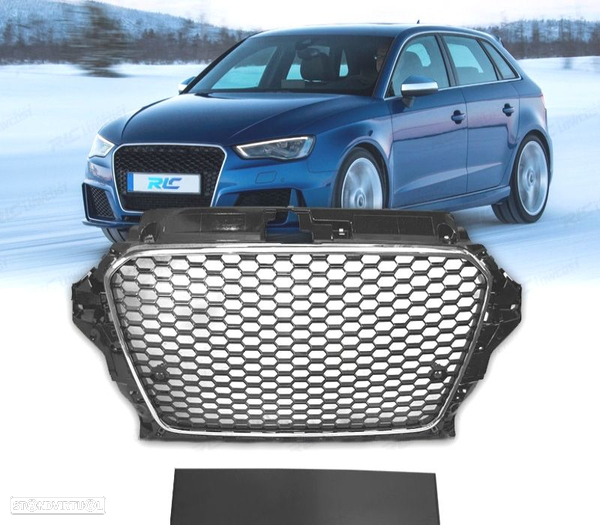 GRELHA AUDI A3 8V 12-16 PRETO CROMADO LOOK RS3