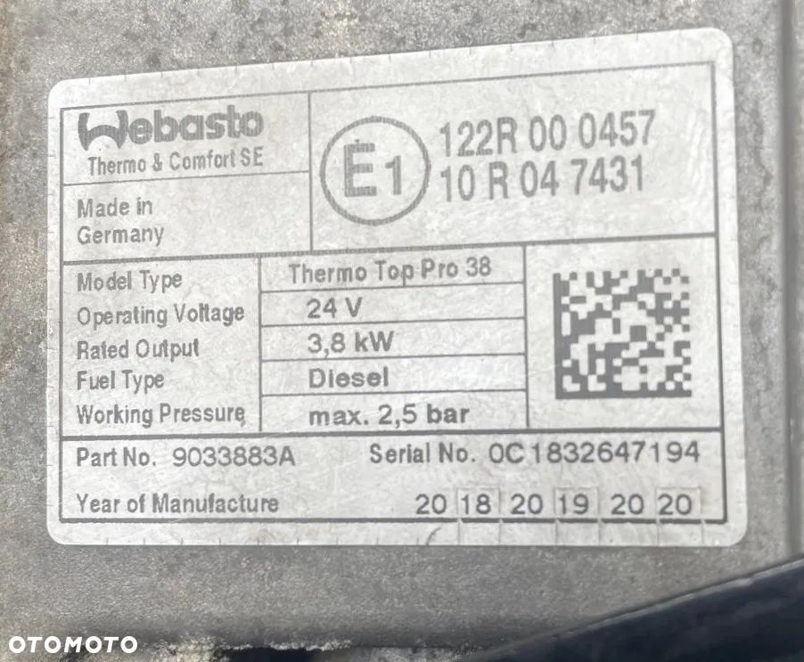 WEBASTO OGRZEWANIE DAF XF 106 POLIFT 2020447 DAF XF 106 - 5