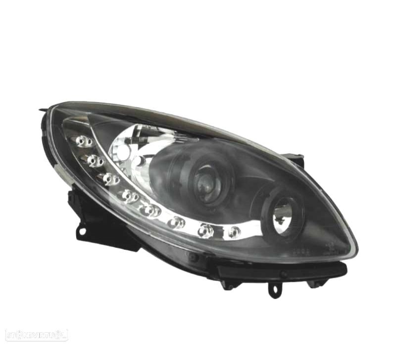 FARÓIS RENAULT TWINGO 07-11 LUZ DIURNA LED FUNDO NEGRO - 2