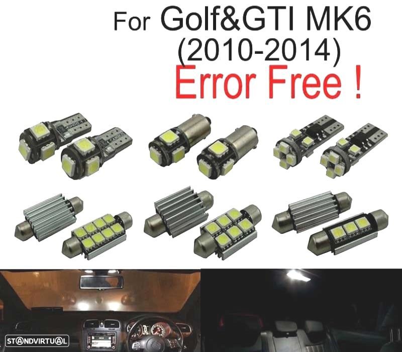 KIT COMPLETO DE 10 LAMPADAS LED INTERIOR PARA VOLKSWAGEN VW GOLF 6 MK6 MKVI GTI 10-14 - 2
