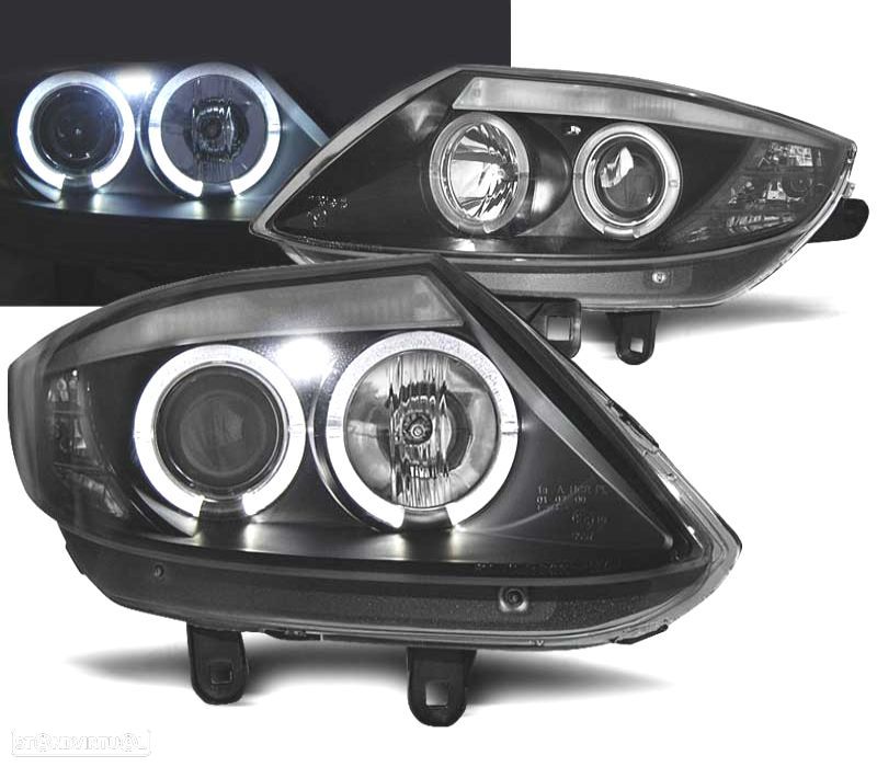 FARÓIS BMW Z4 E85 03-09 ANGEL EYES FUNDO PRETO LED - 1