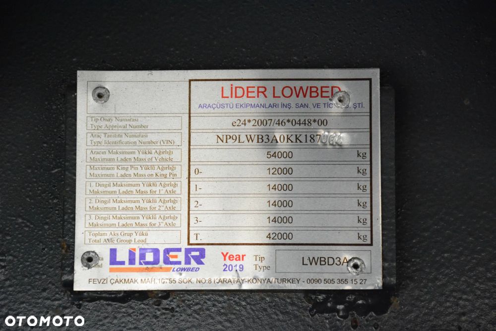 LIDER Trailers LWBD3A / 2019 r / Rozciągana 6m / 3 osie / Podnoszona oś - 14