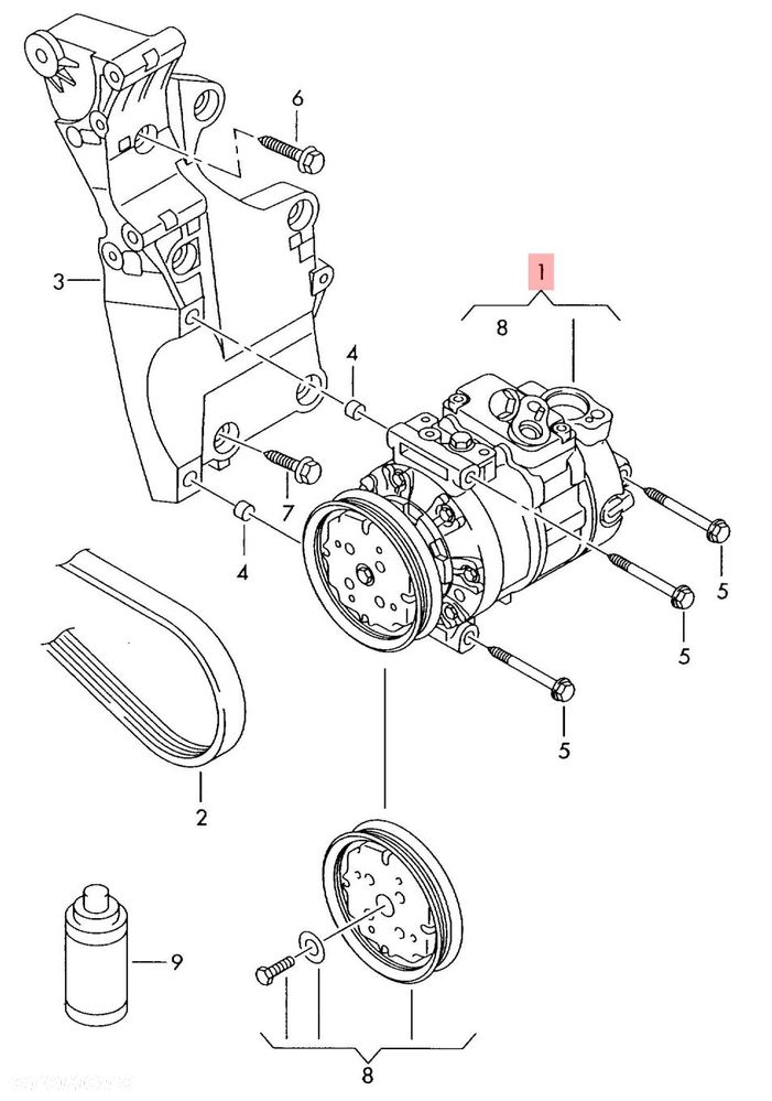 SPRĘŻARKA KLIMATYZACJI VW TOURAN I 1.9 TDI 1K0820803G PXE16 - 2