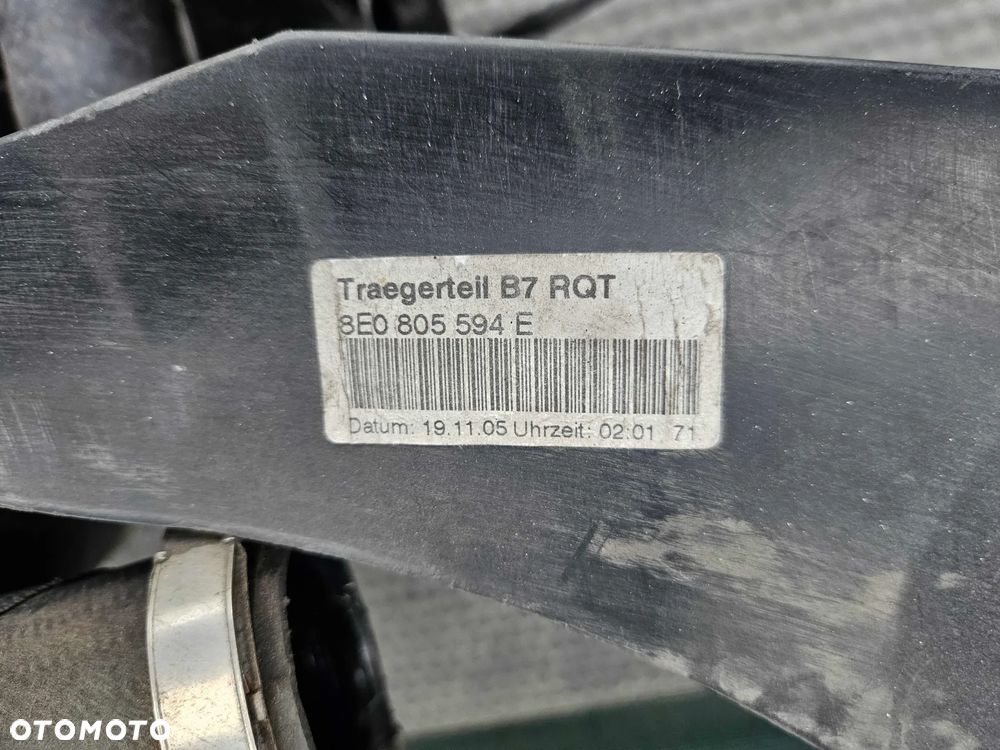 Pas Przedni Wzmocnienie Czołowe Belka Zderzaka Chłodnice Wentylator 2.0 TFSI 2.0 TDI BRD 170KM AUDI A4 B7 - 7