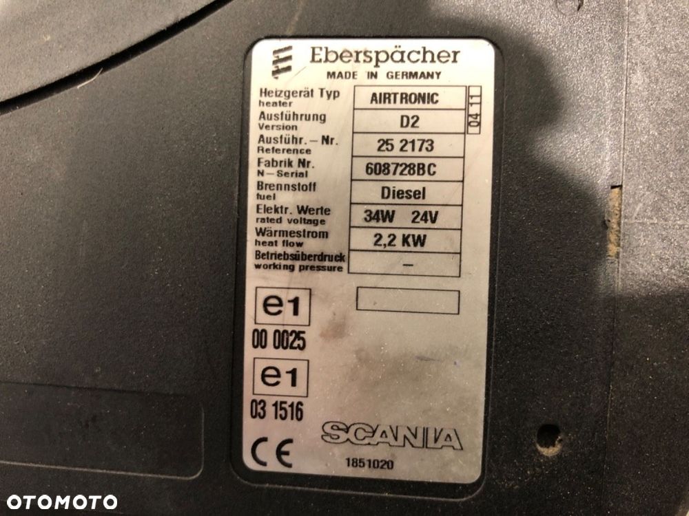 OGRZEWANIE POSTOJOWE WEBASTO - 983.00 PLN - SCANIA R-series R420 1851020 AIRTRONIC D2 - 7