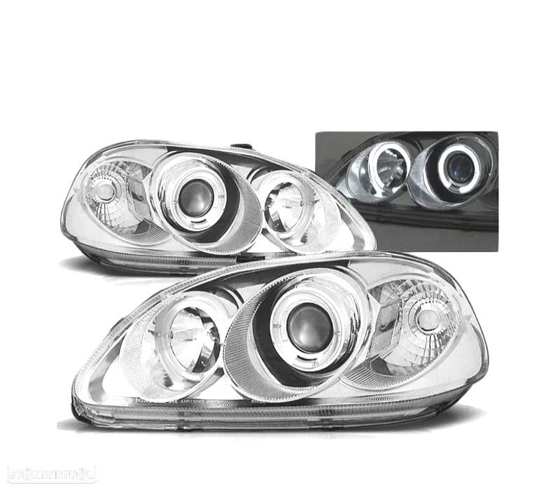 FARÓIS ANGEL EYES PARA HONDA CIVIC 95-98 CHROME CROMADO - 1