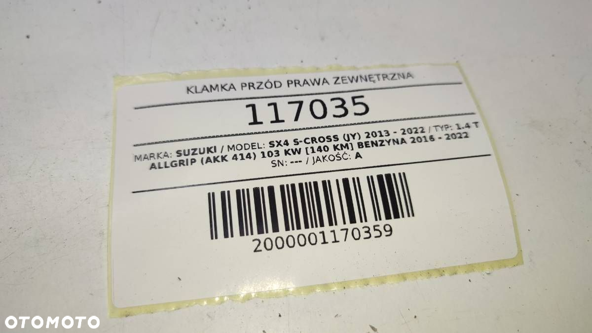 KLAMKA PRZÓD PRZEDNIA PRAWA ZEWNĘTRZNA SUZUKI SX4 S-CROSS LIFT ZQ5 - 5