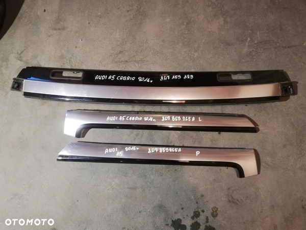 Audi A5 8W7 Cabrio listwa szyby czołowej 8W7853829 8W7853265A komplet listwy