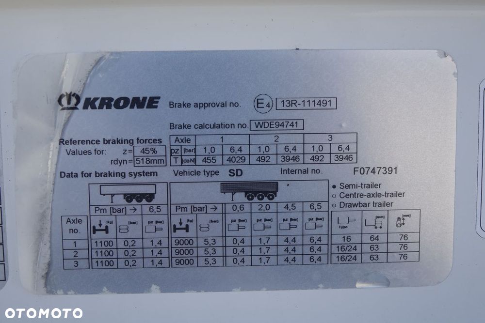 Krone SD / FIRANKA / STANDARD / OSIE SAF / OŚ PODNOSZONA /  KOSZ PALETOWY / DOINWESTOWANA - 29