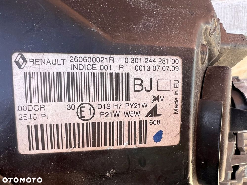 Lampa przednia RENAULT MEGANE III XENON LEWA CZARNA EUROPA ORYGINALNA AL - 4