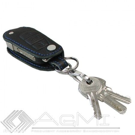 Husa cheie din piele pentru Audi A2 A3 A4 A5 A8, cusatura neagra, pentru cheie cu 3 butoane - 2