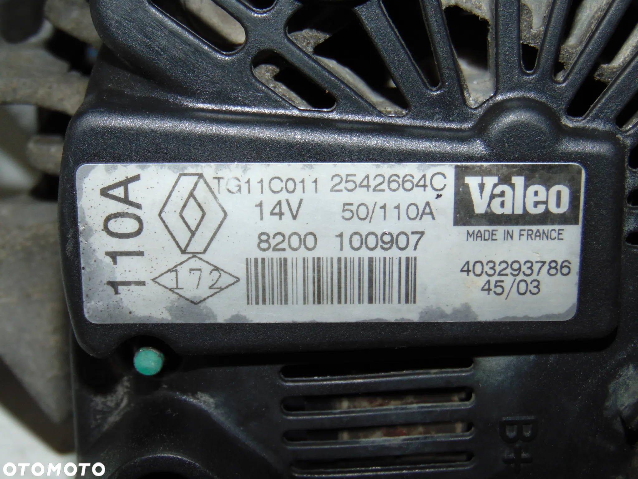 ORYGINAŁ alternator 8200100907 110A Renault Megane Scenic Clio 2 II Kangoo I Nissan Micra K12 III 1.5 DCI diesel 02-09r - 2