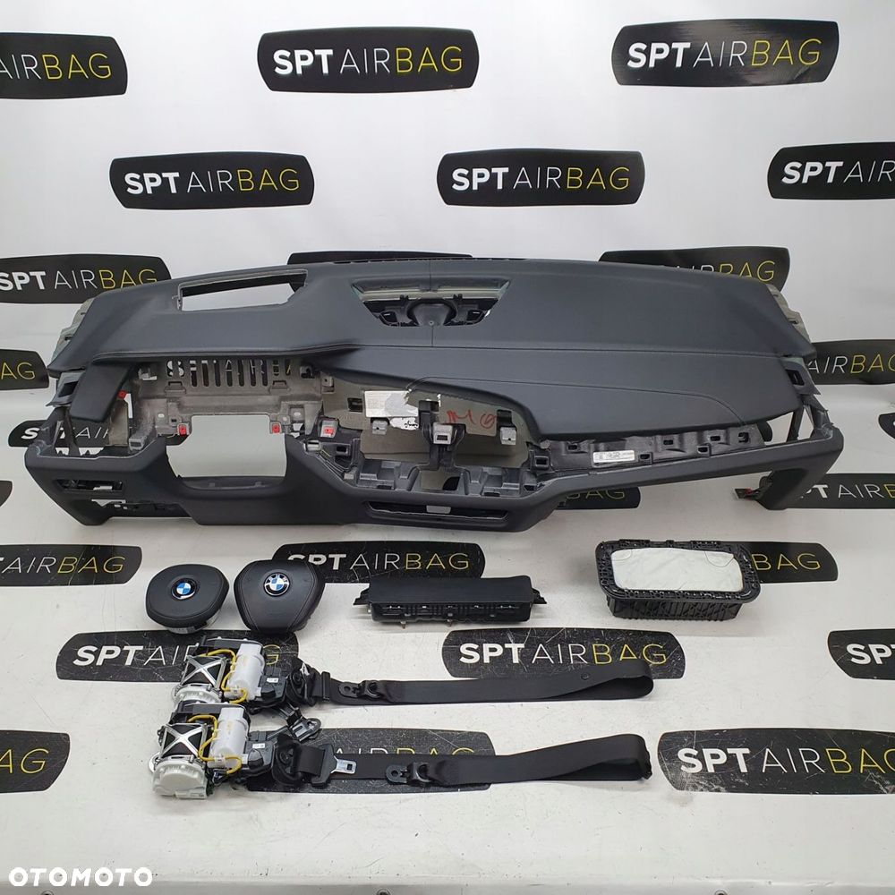 BMW X5 G05 X7 G07 DESKA ROZDZIELCZA SKÓRA SZARA NITKA KONSOLA KOKPIT PULPIT PODUSZKI AIRBAG AIR BAG PASY KIT SET - 1