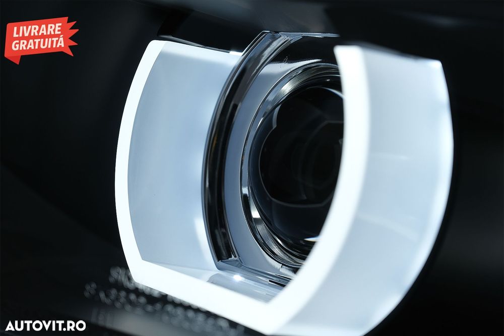 Faruri Xenon 3D Angel Eyes LED DRL BMW Seria 3 E90 E91 (2008-2011) Negru- livrare gratuita - 6