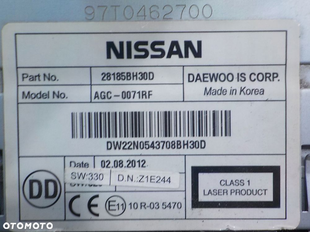 NISSAN NV200 1.5 DCI 12R VAN radio CD 28185BH30D 97T0462700 - 5