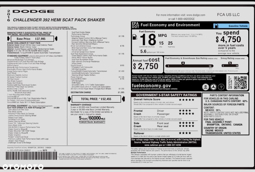 Dodge Challenger Automatik 392 Hemi Scat Pack Shaker - 20