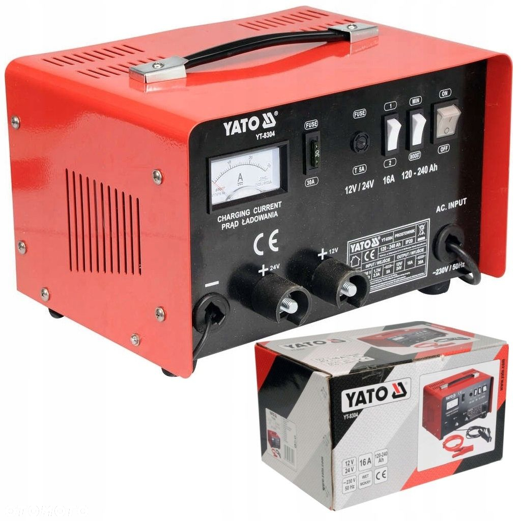 YATO ELEKTRONICZNY PROSTOWNIK AKUMULATORA BOOST 12/24V 16A 240Ah YT-8304 - 5