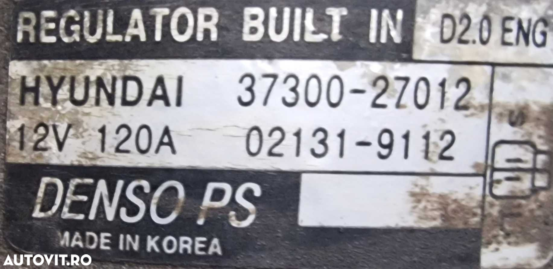 Alternator Hyundai Tucson \ Kia Sportage 2.0CRDI D4EA cod 37300-27o12 - 4