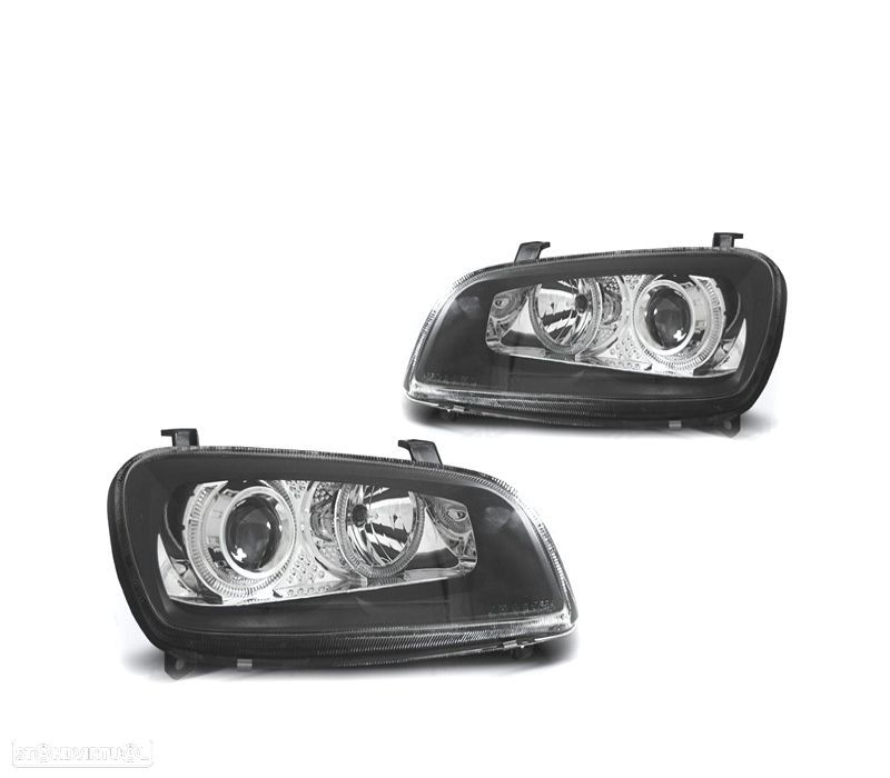 FAROIS FRONTAIS TOYOTA RAV-4 94-00 OLHOS DE ANGEL FUNDO PRETO - 1