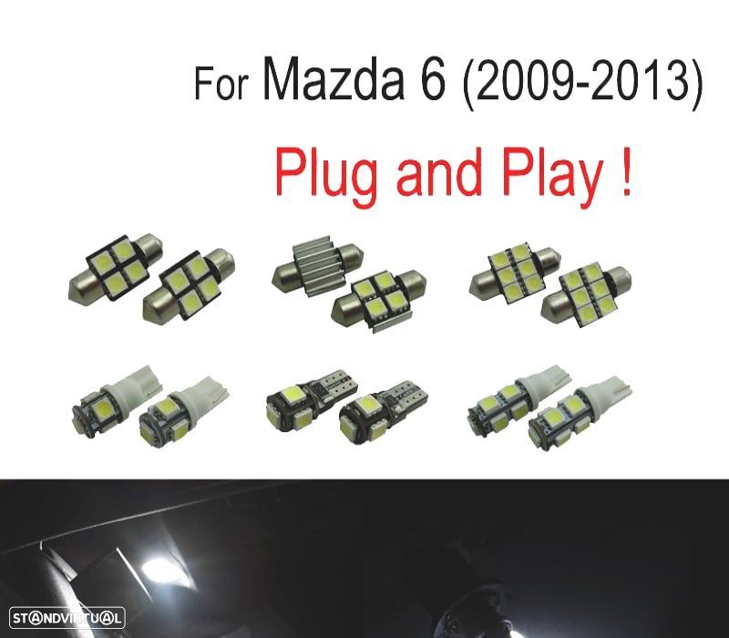 KIT COMPLETO 7 LAMPADAS LED INTERIOR PARA MAZDA 6 09-13 - 1